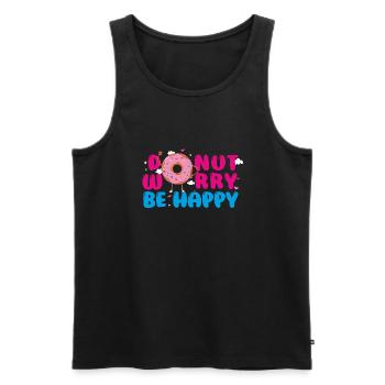 DONUT WORRY - Men's Premium Organic Tank Top - black - Front - AI Model Male 178 light (178cm)