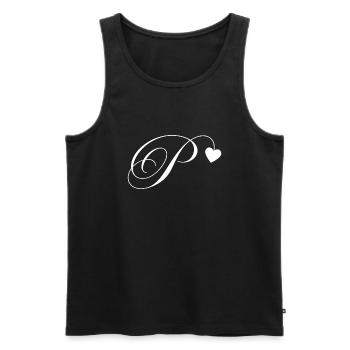 Buchstabe p Herz Kalligraphie - Männer Premium Bio Tank Top - Schwarz - Vorne - Michal (187cm)