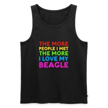 Plus de gens que j’ai rencontrés plus j’aime Beagle - Débardeur bio Premium Homme - noir - Devant - Michal (187cm)