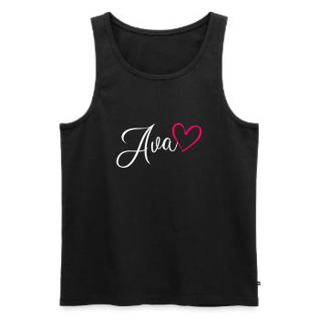 Ava Surname First Name Heart Pink - Men's Premium Organic Tank Top - black - Front - AI Model Male 178 light (178cm)