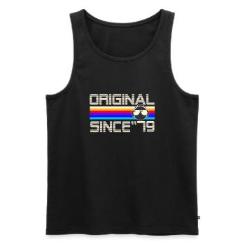 Since 79 - Men's Premium Organic Tank Top - black - Front - AI Model Male 178 light (178cm)