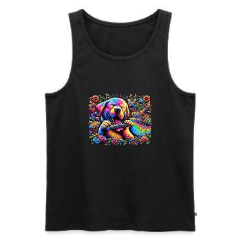 Harmoniehund: Mundharmonika-Vibes - Männer Premium Bio Tank Top - Schwarz - Vorne - AI Model Male 178 light (178cm)