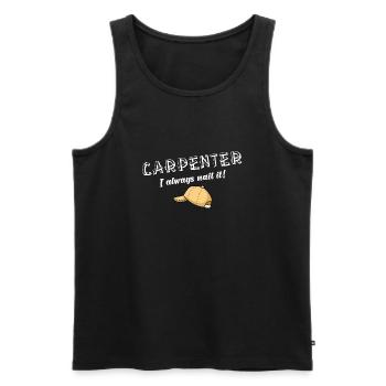 Lustige Sprüche - Carpenter - I always nail it - Men's Premium Organic Tank Top - black - Front - AI Model Male 178 light (178cm)