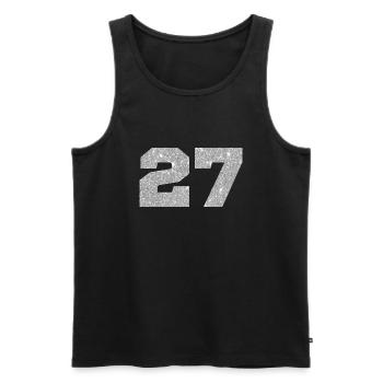 Numéro 27 paillettes argenté - 27e anniversaire - Débardeur bio Premium Homme - noir - Devant - Michal (187cm)
