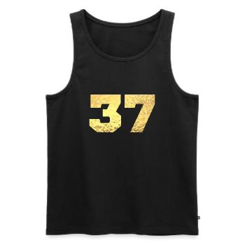 Number 37 Gold Glitter - 37th Anniversary - Men's Premium Organic Tank Top - black - Front - Michal (187cm)