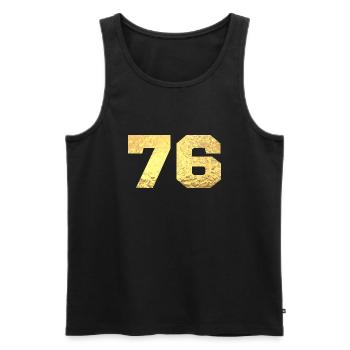76 Gold Glitter - 76. Jahrestag - Männer Premium Bio Tank Top - Schwarz - Vorne - AI Model Male 178 light (178cm)