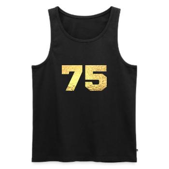 75 paillettes doré - 75e anniversaire - Débardeur bio Premium Homme - noir - Devant - AI Model Male 178 light (178cm)