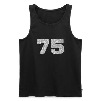 75 paillettes argenté - 75e anniversaire - Débardeur bio Premium Homme - noir - Devant - Michal (187cm)