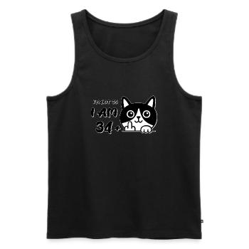 Je n’ai pas 35 ans, j’en ai 34 plus 1 majeur Cat Flip - Débardeur bio Premium Homme - noir - Devant - Michal (187cm)