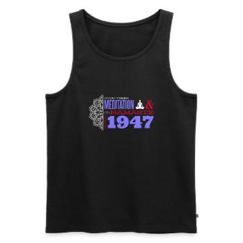 1947 - 78 Jahre Meditation & Harmonie - Männer Premium Bio Tank Top - Schwarz - Vorne - AI Model Male 178 light (178cm)