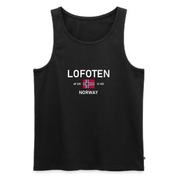Lofoten - Norway - Coordinates - Flag - Men's Premium Organic Tank Top - black - Front - AI Model Male 178 light (178cm)