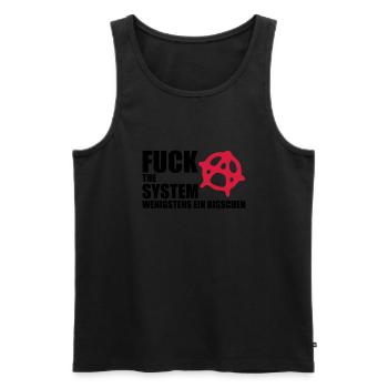 fuck_the_system_2 - Männer Premium Bio Tank Top - Schwarz - Vorne - AI Model Male 178 light (178cm)