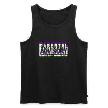 Parental advisory text design - Men's Premium Organic Tank Top - black - Front - AI Model Male 178 light (178cm)