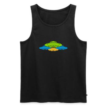 Colorful group of UFO's squadrons - Men's Premium Organic Tank Top - black - Front - AI Model Male 178 light (178cm)