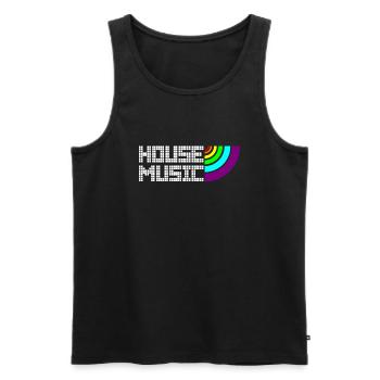 House Music LGBTQI+ Pixel Rainbow - Männer Premium Bio Tank Top - Schwarz - Vorne - AI Model Male 178 light (178cm)