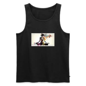 Yoga Frau Abstract - Männer Premium Bio Tank Top - Schwarz - Vorne - Michal (187cm)