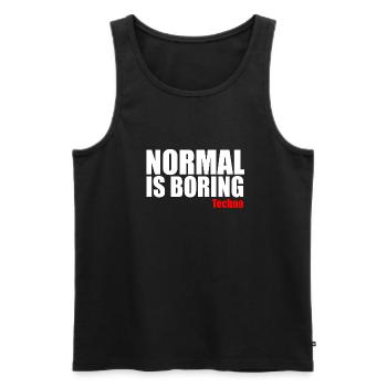 Normal is boring techno quote - Men's Premium Organic Tank Top - black - Front - Michal (187cm)