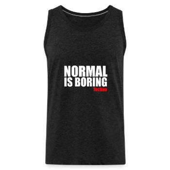 Normal ist langweiliges Techno-Zitat - Männer Premium Bio Tank Top - Anthrazit - Vorne - Alexander (188cm)