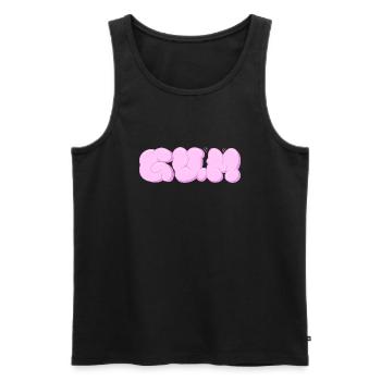 Gumzauber : Lettrage de chewing-gum - Débardeur bio Premium Homme - noir - Devant - AI Model Male 178 light (178cm)