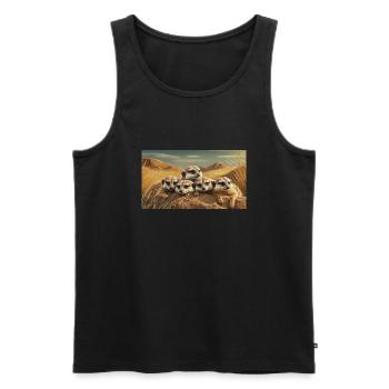 Cute animals chilling – meerkats sleeping ground - Men's Premium Organic Tank Top - black - Front - Michal (187cm)