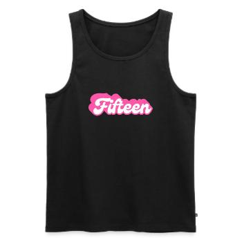 Fifteen Birthday - 15th Birthday Retro Pink - Men's Premium Organic Tank Top - black - Front - Michal (187cm)