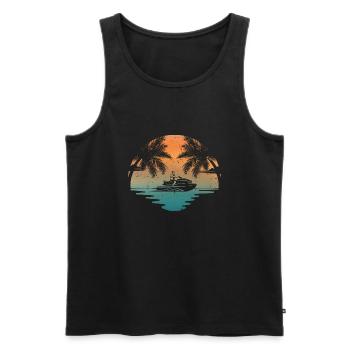 Vintage Jet Ski Sunset Summer | Jet-Ski Lover - Men's Premium Organic Tank Top - black - Front - Michal (187cm)