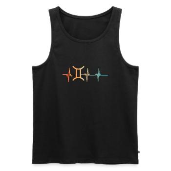 Battement de cœur signe astrologique gémeaux - Débardeur bio Premium Homme - noir - Devant - AI Model Male 178 light (178cm)