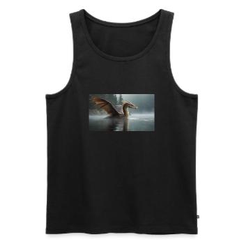 Ein realistischer böser dunkler Drache in einem nebligen Fluss - Männer Premium Bio Tank Top - Schwarz - Vorne - AI Model Male 178 light (178cm)