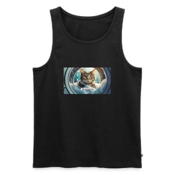 Wortspiel – Katzenwäsche - Männer Premium Bio Tank Top - Schwarz - Vorne - AI Model Male 178 light (178cm)