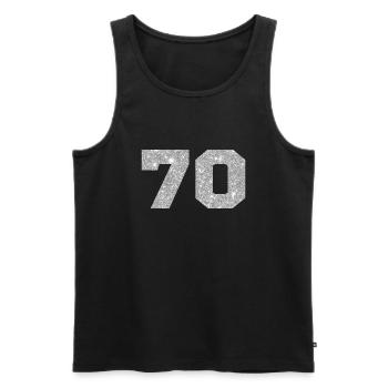Nummer 70 Silberglitter - 70. Jahrestag - Männer Premium Bio Tank Top - Schwarz - Vorne - Michal (187cm)