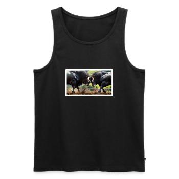 Eringer Stiere Dominanzverhalten - Männer Premium Bio Tank Top - Schwarz - Vorne - AI Model Male 178 light (178cm)