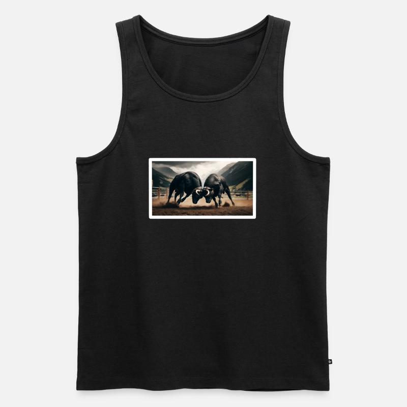 Eringer Stiere - Männer Premium Bio Tank Top - Schwarz