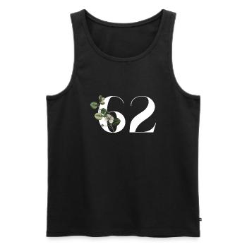 Nummer 62 Blumengrün - 62. Blumengeburtstag - Männer Premium Bio Tank Top - Schwarz - Vorne - AI Model Male 178 light (178cm)