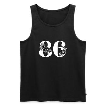 Numéro 86 floral noir - 86e anniversaire floral - Débardeur bio Premium Homme - noir - Devant - Michal (187cm)