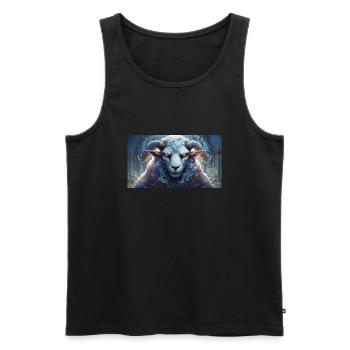 Cute grumpy grouchy animals - sheep - Men's Premium Organic Tank Top - black - Front - AI Model Male 178 light (178cm)
