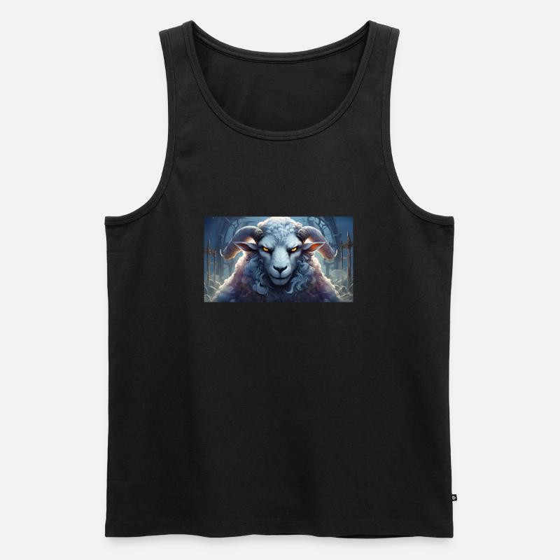 Cute grumpy grouchy animals - sheep - Men's Premium Organic Tank Top - black