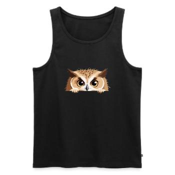 hibou jeter un coup d’œil mignon adorable drôle animal dessin animé - Débardeur bio Premium Homme - noir - Devant - Michal (187cm)