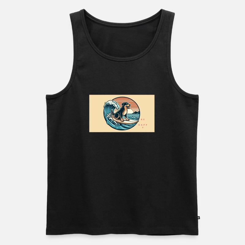 Be Happy - Männer Premium Bio Tank Top - Schwarz