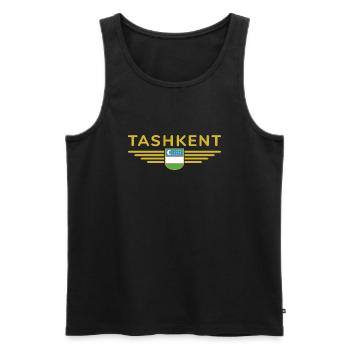 Taschkent T-Shirt – Usbekistans Herz - Männer Premium Bio Tank Top - Schwarz - Vorne - AI Model Male 178 light (178cm)