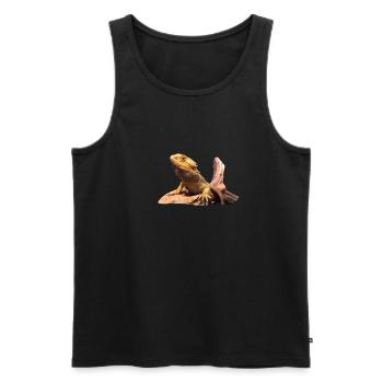 Bartagame - Männer Premium Bio Tank Top - Schwarz - Vorne - Michal (187cm)