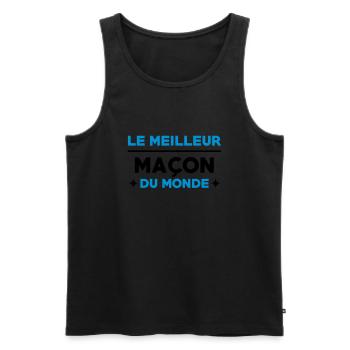 Maçon / Maçonnerie / Maconnerie / Macon - Débardeur bio Premium Homme - noir - Devant - AI Model Male 178 light (178cm)