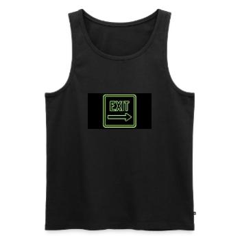 Exit - Men's Premium Organic Tank Top - black - Front - AI Model Male 178 light (178cm)