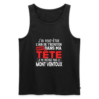 Mont Ventoux 2022 Cycliste Montagne Randonnée - Débardeur bio Premium Homme - noir - Devant - AI Model Male 178 light (178cm)