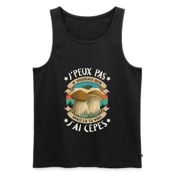 Je Peux Pas J'ai Cèpe Champignon Cueillette Cèpes - Débardeur bio Premium Homme - noir - Devant - Michal (187cm)