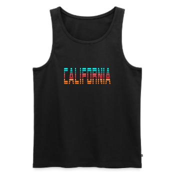 California - orange red blue - Men's Premium Organic Tank Top - black - Front - AI Model Male 178 light (178cm)