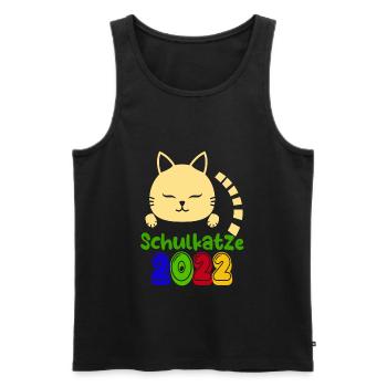 Schulstart Katze Schulkatze 2022 T shirt - Männer Premium Bio Tank Top - Schwarz - Vorne - Michal (187cm)