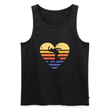 Sport Retro Sunset Heart Bowling - Débardeur bio Premium Homme - noir - Devant - Michal (187cm)