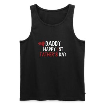 Daddy Happy 1st Fathers Day - Männer Premium Bio Tank Top - Schwarz - Vorne - Michal (187cm)