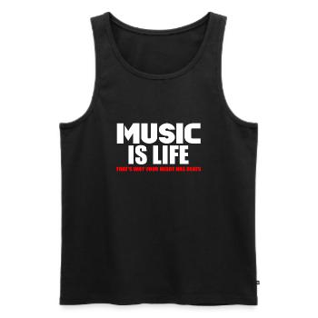 La musique, c’est la vie - Débardeur bio Premium Homme - noir - Devant - AI Model Male 178 light (178cm)