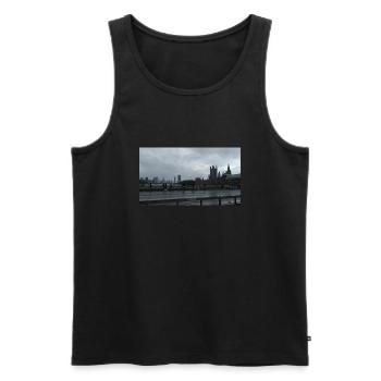 London Mood - Men's Premium Organic Tank Top - black - Front - AI Model Male 178 light (178cm)